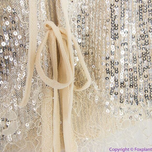 NEW Free People intimately gold rush sequin tie side skirt, M - Picture 16 of 16